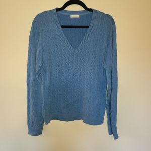 Charter Club Blue Cable Knit vneck size L